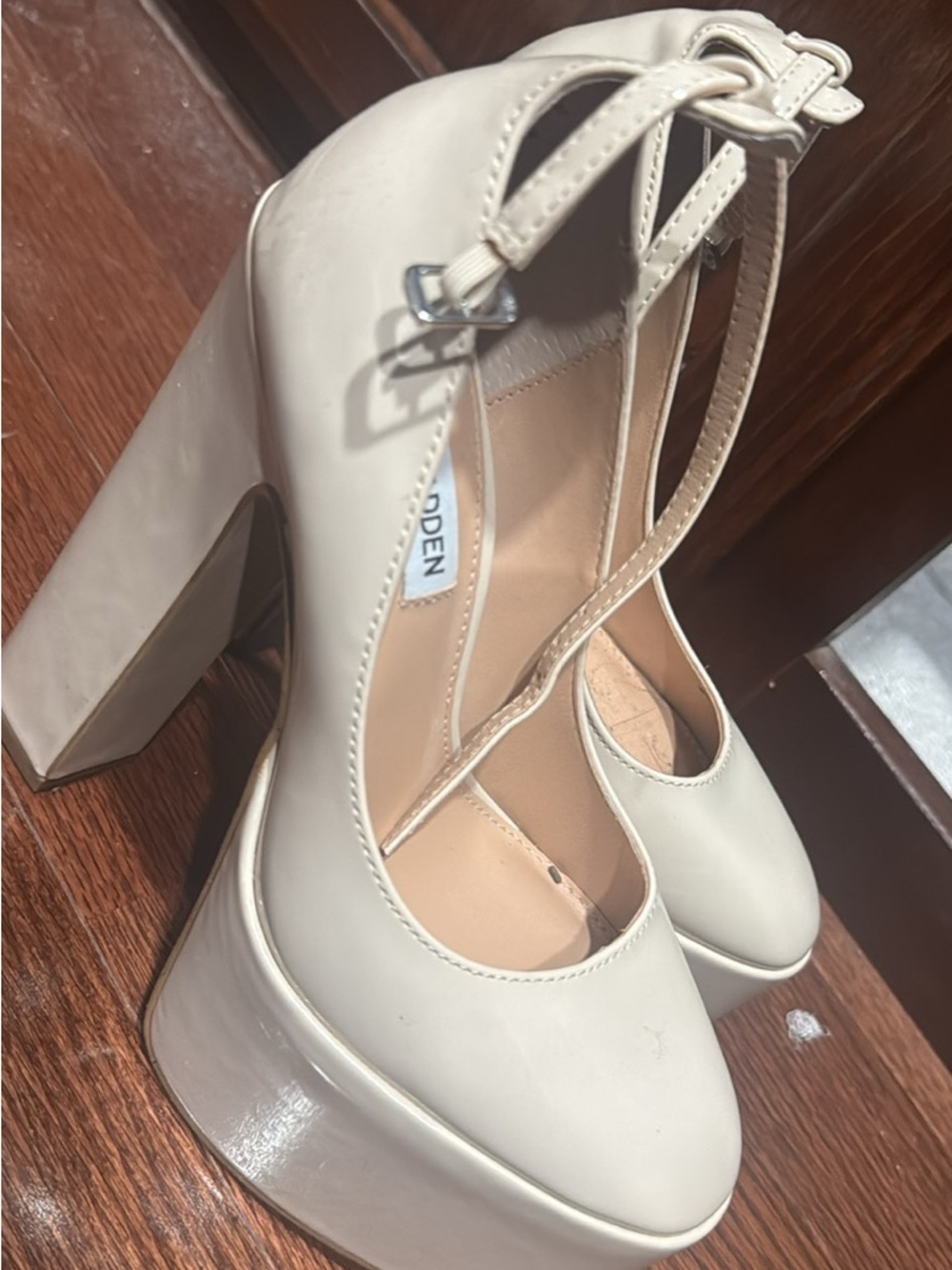 Platform Mary Jane Pumps in Cream - Steve Madden